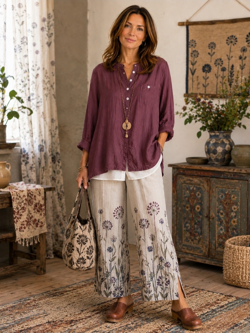 Gudrun Sjödén Silk Tunic Blouse Medium Concealed Button Front